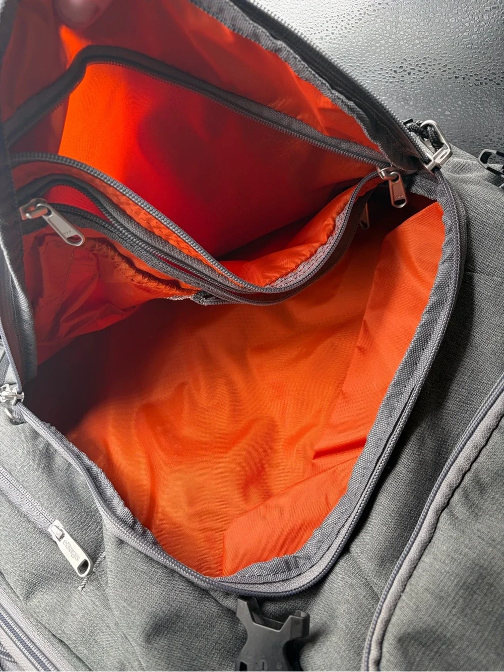 EBags Mother Lode Gray Expandable Convertible Backpack Multi Pocket Orange Lin